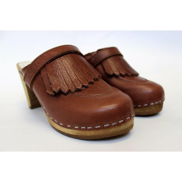 Maguba Chicago Brown Leather Clogs -EU 37/US 6.5 - Picture 3 of 6